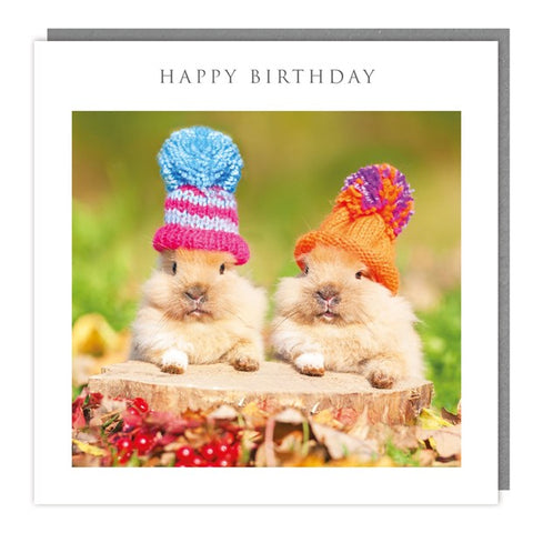 The Light Hearted Collection 'Bunnies in Hats' Photo Birthday Card