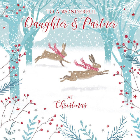 Otter House 'Daughter & Partner' Hare Christmas Card