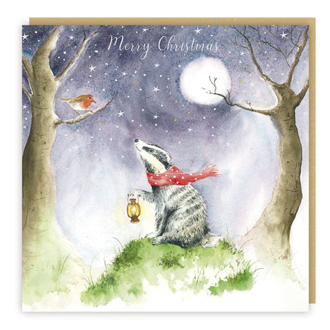 Love Country 'Light the Way' Badger Christmas Card Pack of 5