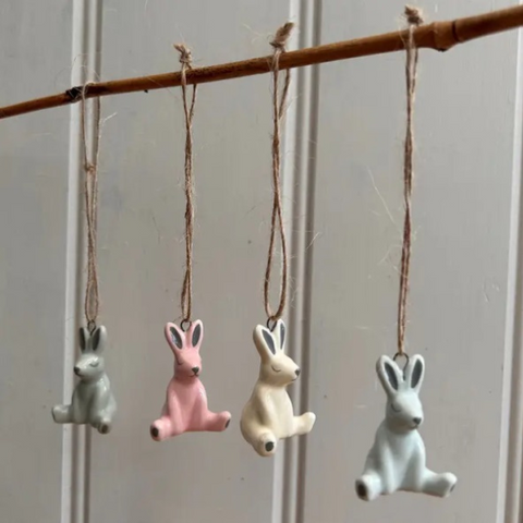 Hanging Mini Ceramic Bunnies