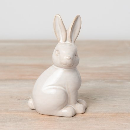 Natural Glazed Bunny Ornament - Large