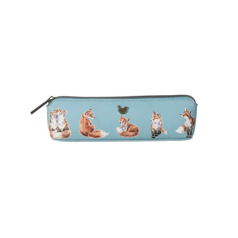Wrendale Designs turquoise brush bag or pencil case with fox designs