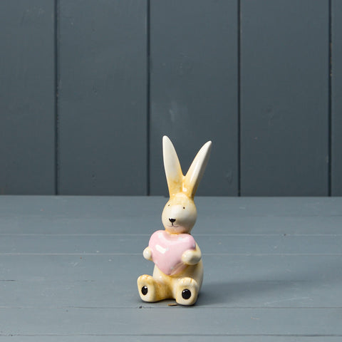 Ceramic Sitting Rabbit with Heart