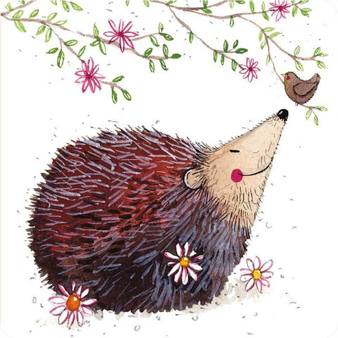 Alex Clark hedgehog and flowers coaster