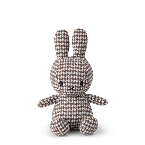 Miffy Rabbit Sitting Dogtooth-Brown Plush Toy