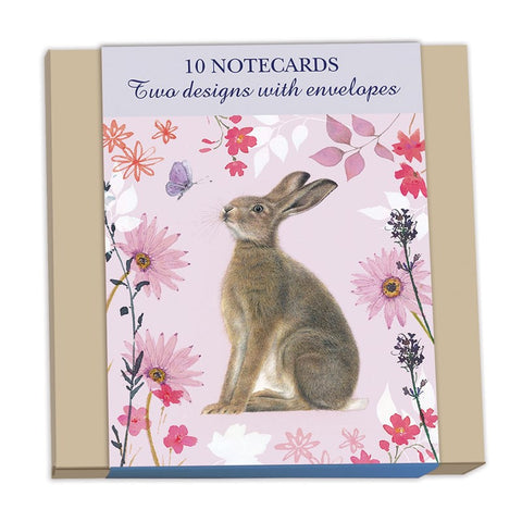 Flowers and Wildlife 'Hare and Hedgehog' Pack of 10 Notecards
