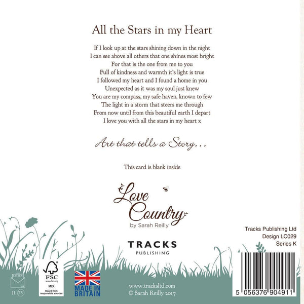 Love Country 'All the Stars in my Heart' Hare Greeting Card - Binky Brothers
