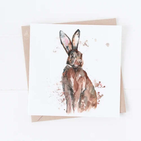 Meg Hawkins Watercolour Hare Greeting Card - Binky Brothers