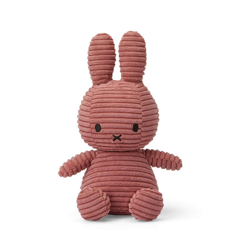Miffy Rabbit Sitting Corduroy Dusty Rose Plush Toy 23cm - Binky Brothers