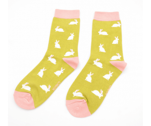 Miss Sparrow Bamboo Lime Rabbit Socks - Binky Brothers