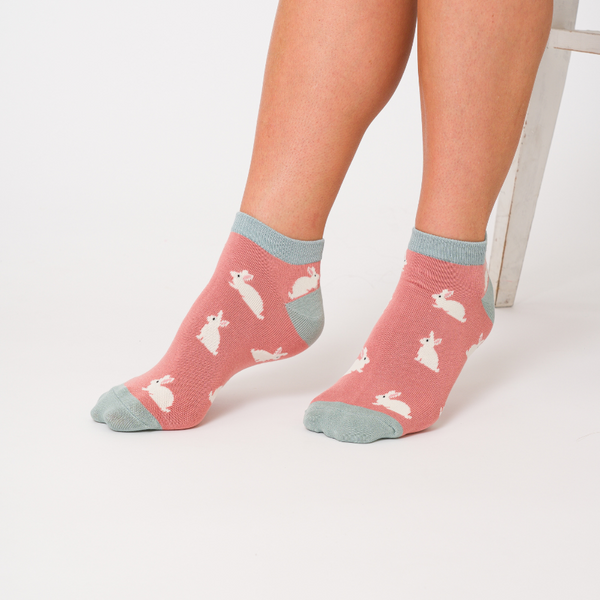 Miss Sparrow Rabbit Trainer Socks - Dusky Pink