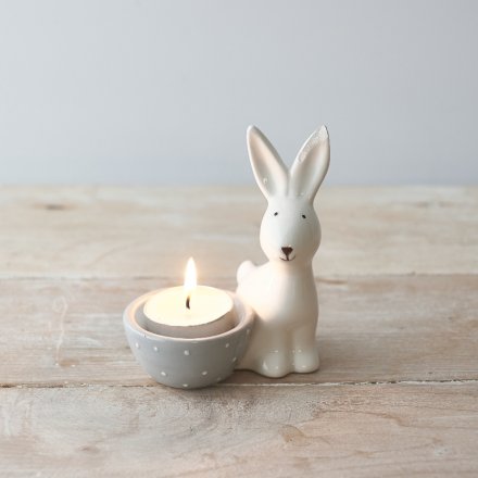 Ceramic Sitting Rabbit with Egg/Tealight Holder
