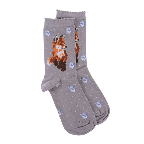 Wrendale Designs 'Born to be Wild' Grey Fox Bamboo Socks