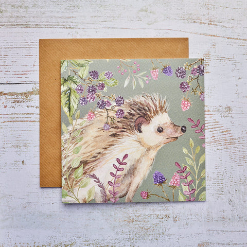 Hedgehog Berries Greeting Card
